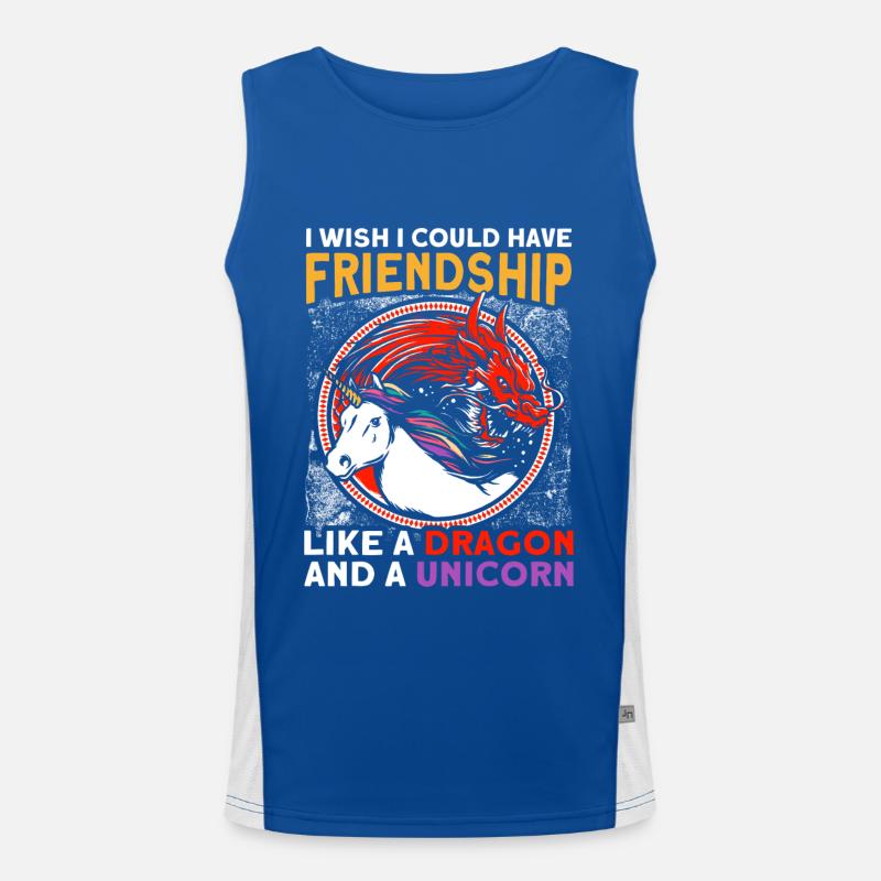 Freundschaft Drache Einhorn Einhorn Liebhaber Funktionelles Kontrast-Tank Top für Männer 