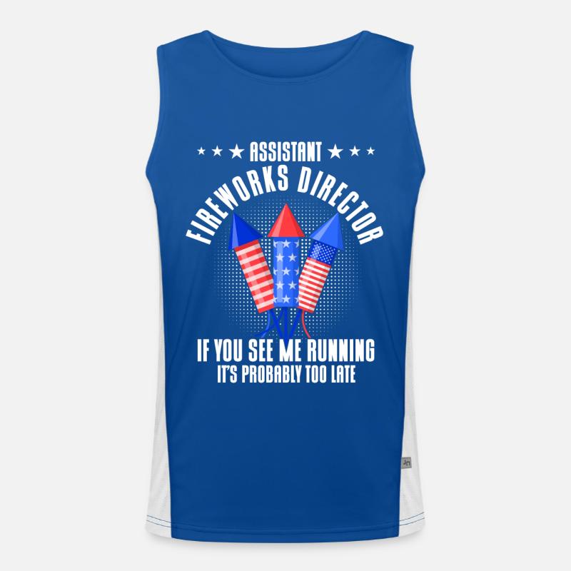 Funny fireworks pyrotechnician saying Men's Functional Contrast Tank Top 