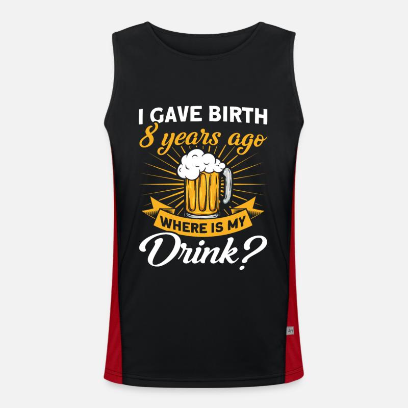 8. Geburtstag Bier Trinken Mutter Mama Funktionelles Kontrast-Tank Top für Männer 