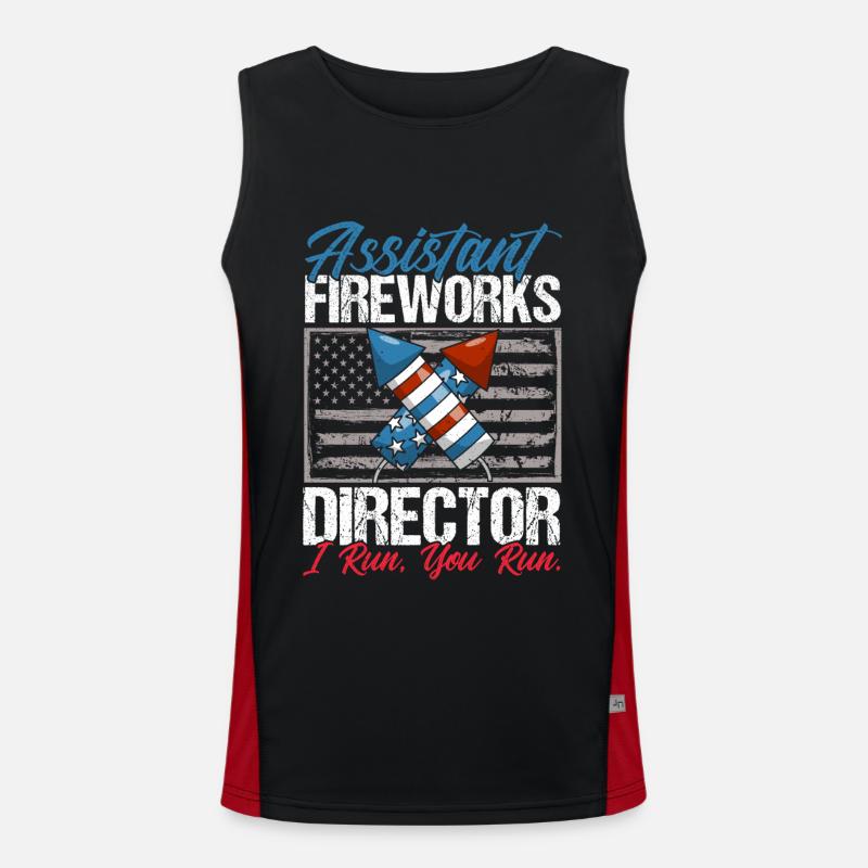Funny fireworks pyrotechnician saying - Men's Functional Contrast Tank Top - black/red