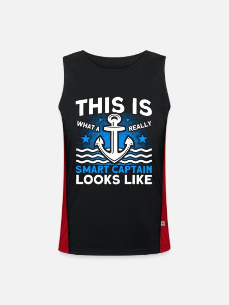Boat Lovers Boat Captain Captains - Men's Functional Contrast Tank Top  - black/red - Front
