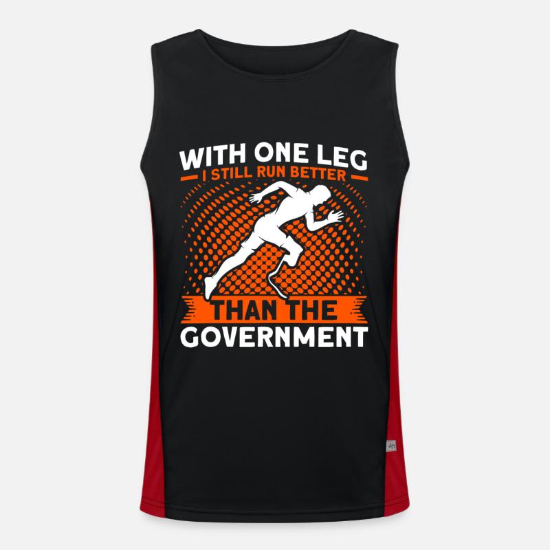 Handicap Amputee Amputation Prosthetic Leg - Men's Functional Contrast Tank Top  - black/red
