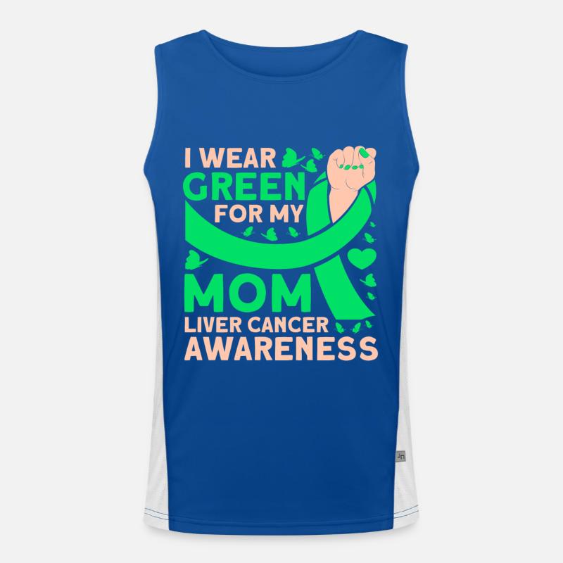 Je porte du vert pour le cancer du foie de ma mère Débardeur respirant contrasté Homme 