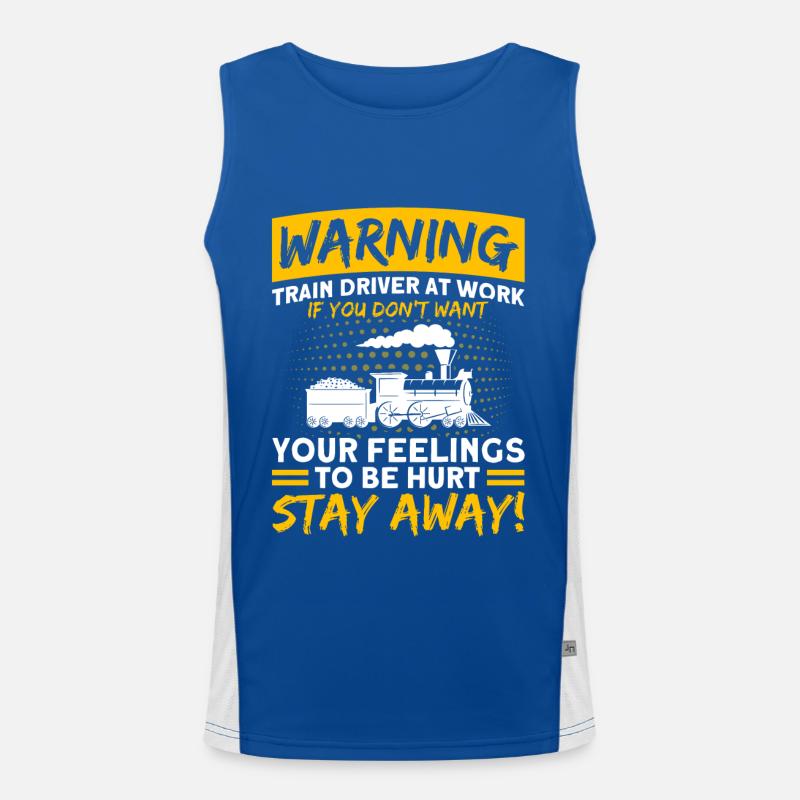 Warning Train driver at work Locomotive Men's Functional Contrast Tank Top 