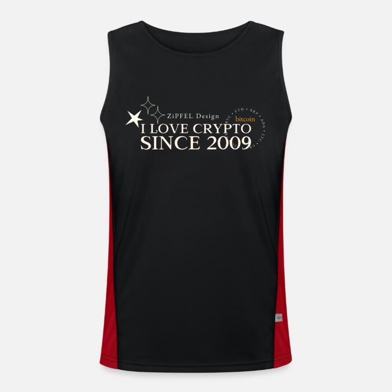 I Love Crypto since 2009 - Gift Men's Functional Contrast Tank Top 