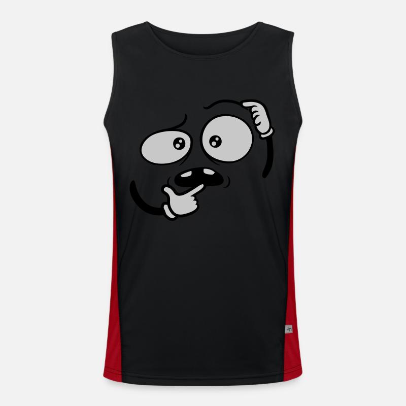 Hand Geste skeptisches Gesicht Funktionelles Kontrast-Tank Top für Männer 