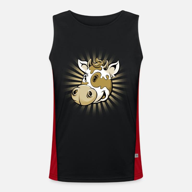 Kuh Kopf Cartoon Funktionelles Kontrast-Tank Top für Männer 