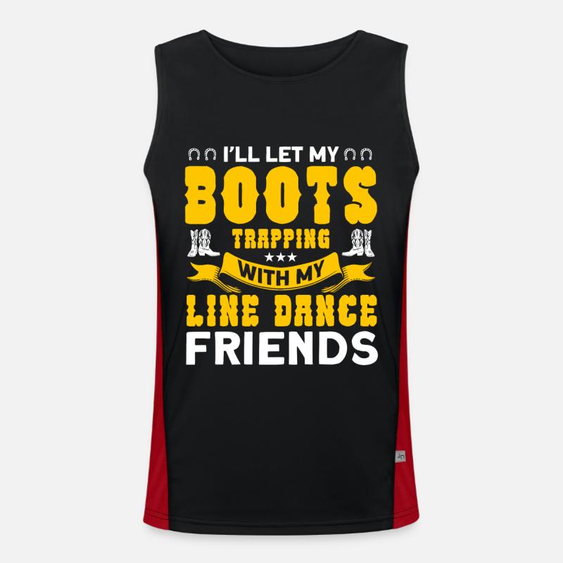 Line Dance Dancer Western Boots Cowboy Western Ta Men's Functional Contrast Tank Top 