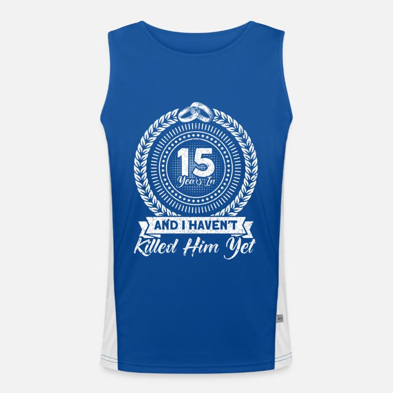 15. Hochzeitstag Paardesign 15 Jahre Ehe Funktionelles Kontrast-Tank Top für Männer 