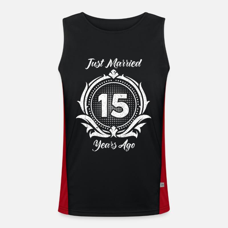 15. Hochzeitstag Paardesign 15 Jahre Ehe Funktionelles Kontrast-Tank Top für Männer 
