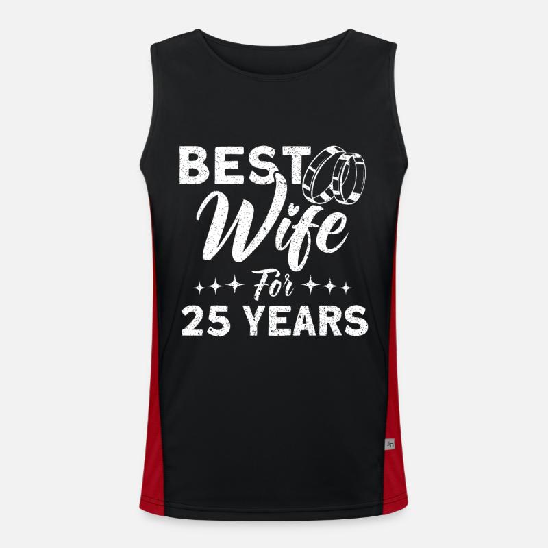 25. Hochzeitstag Paardesign 25 Jahre Ehe Funktionelles Kontrast-Tank Top für Männer 