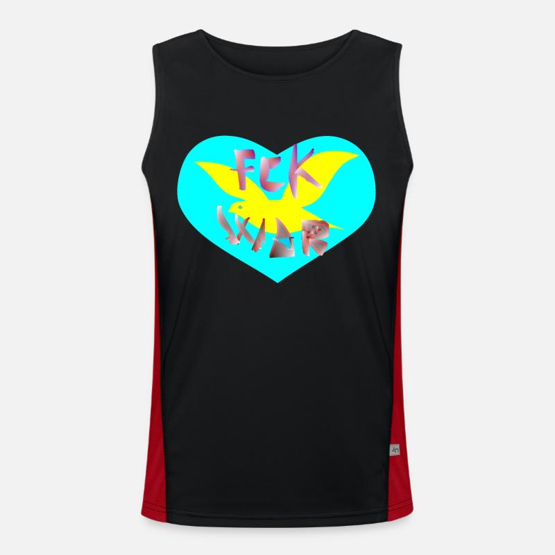 Scheiß auf Krieg, ich liebe Frieden Funktionelles Kontrast-Tank Top für Männer 