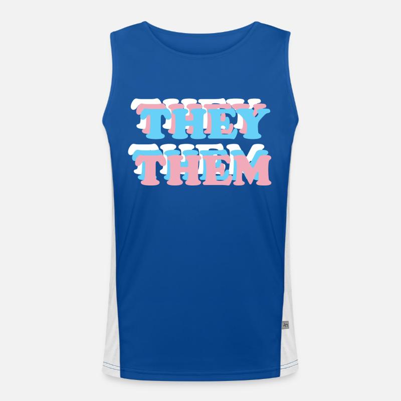 They / Them pronouns trans non-binary agender LGBT Men's Functional Contrast Tank Top 
