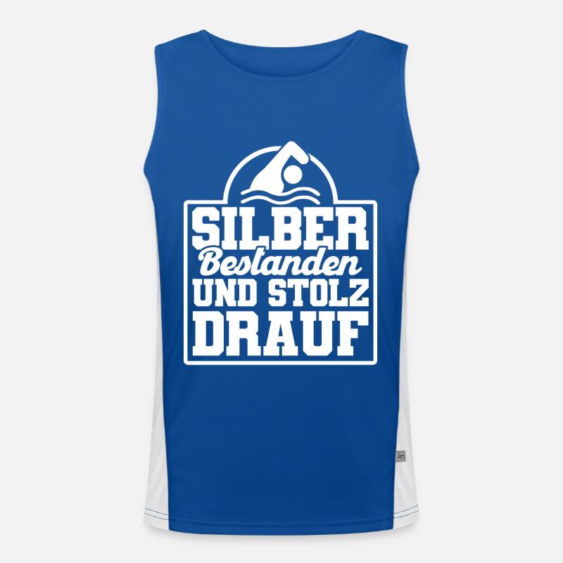 Silber Schwimmer Prüfung Silber Schwimmabzeichen Funktionelles Kontrast-Tank Top für Männer 