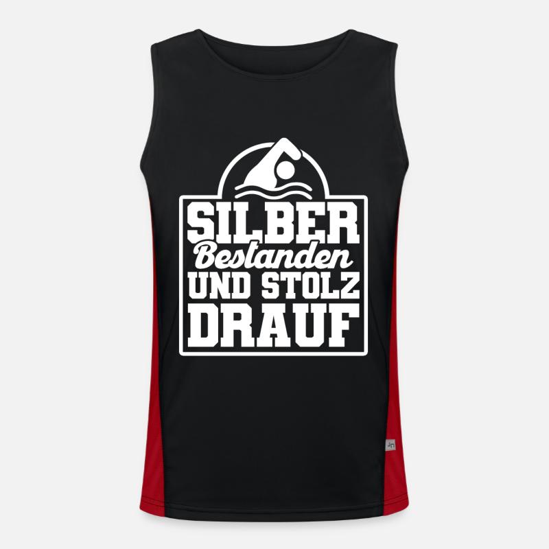 Silber Schwimmer Prüfung Silber Schwimmabzeichen Funktionelles Kontrast-Tank Top für Männer 