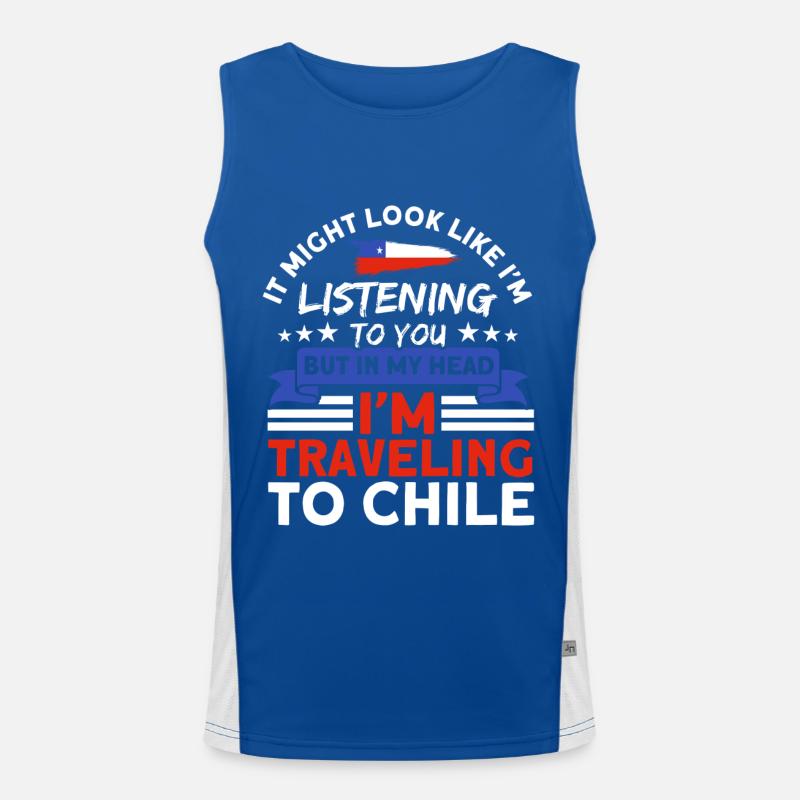 Trips to Chile Chile Chile Souvenir Men's Functional Contrast Tank Top 