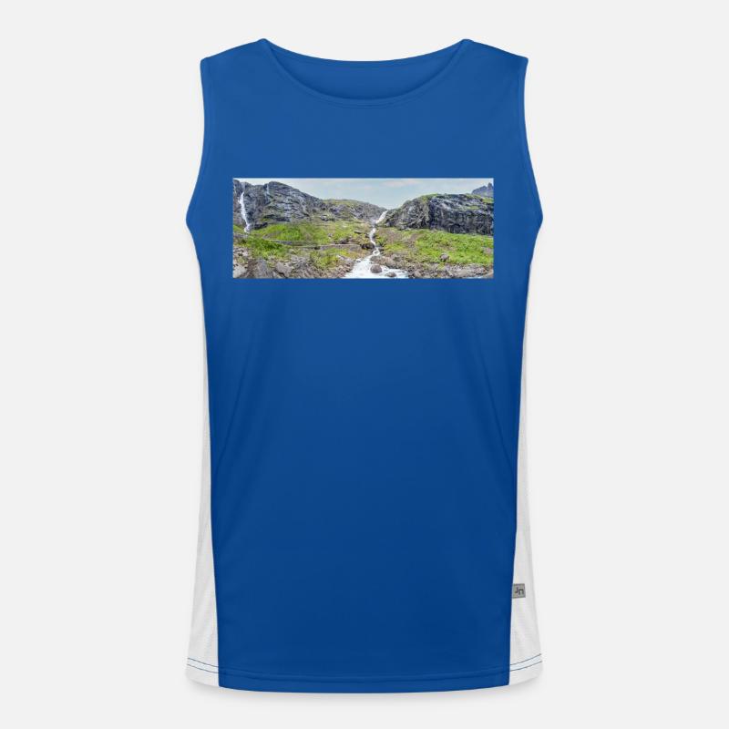 Trollstigen, Tverelva Landschaft Stigfossen Norwegen Funktionelles Kontrast-Tank Top für Männer 