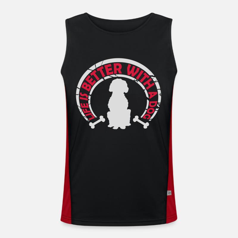 better with a dog - Men's Functional Contrast Tank Top - black/red