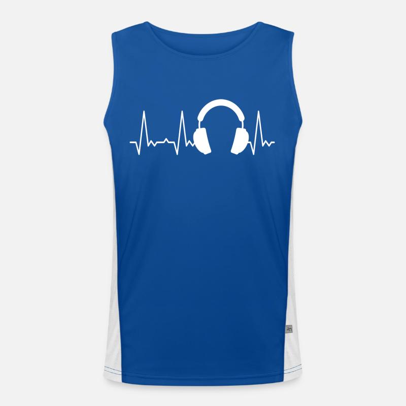 Herzschlag Kopfhörer Funktionelles Kontrast-Tank Top für Männer 