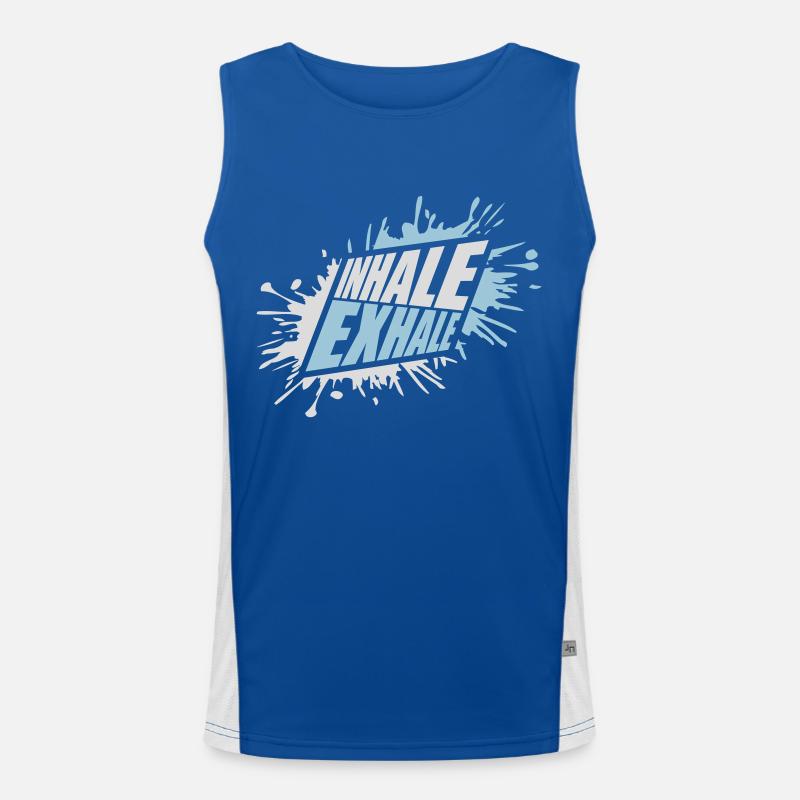 inhale exhale yoga Zitat Funktionelles Kontrast-Tank Top für Männer 