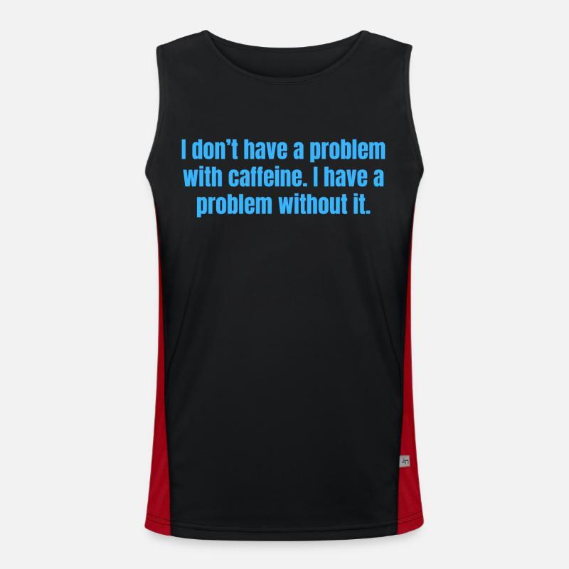 Caffeine Problem - Funny Coffee Quotes - Men's Functional Contrast Tank Top  - black/red