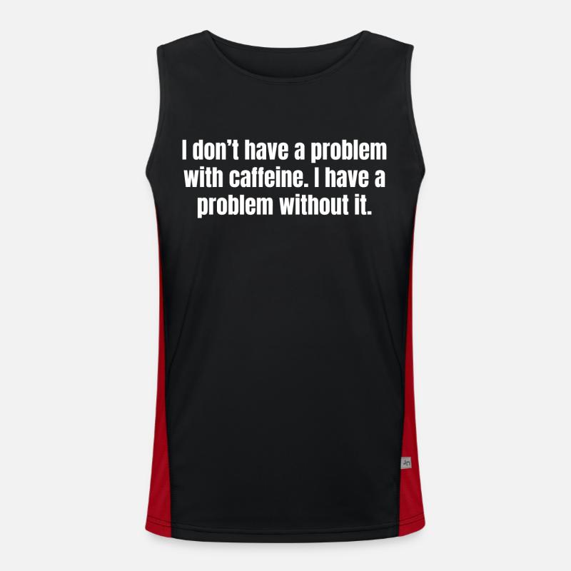 Caffeine Problem - Funny Coffee Quotes - Men's Functional Contrast Tank Top - black/red
