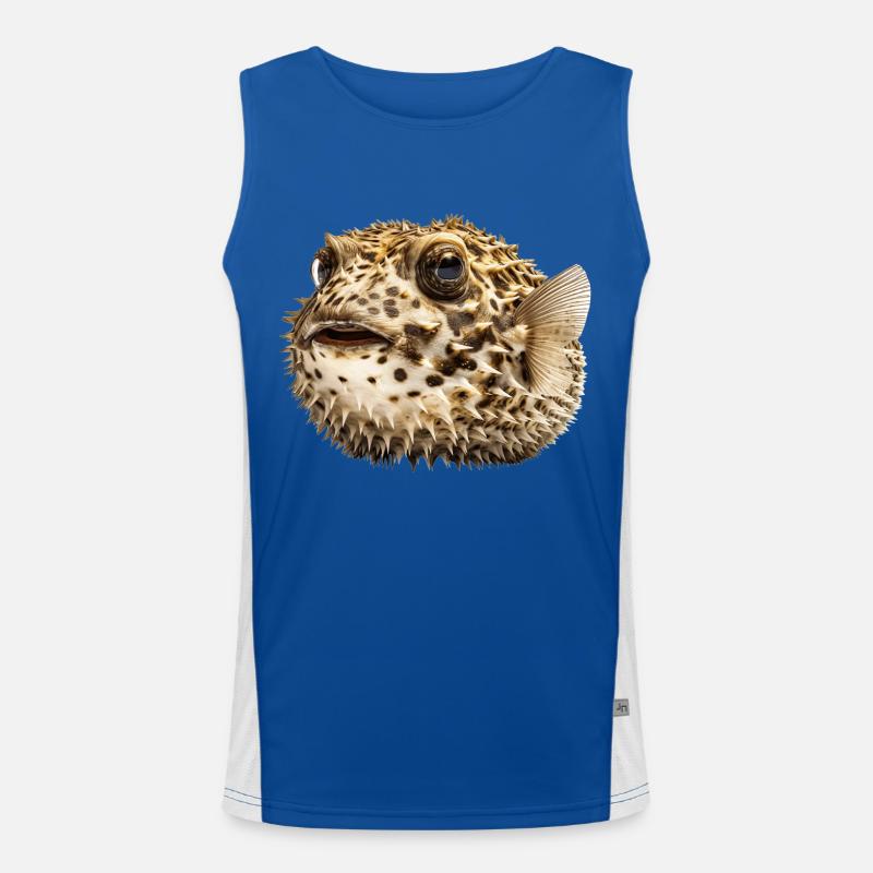 The pufferfish has a unique defense Men's Functional Contrast Tank Top 