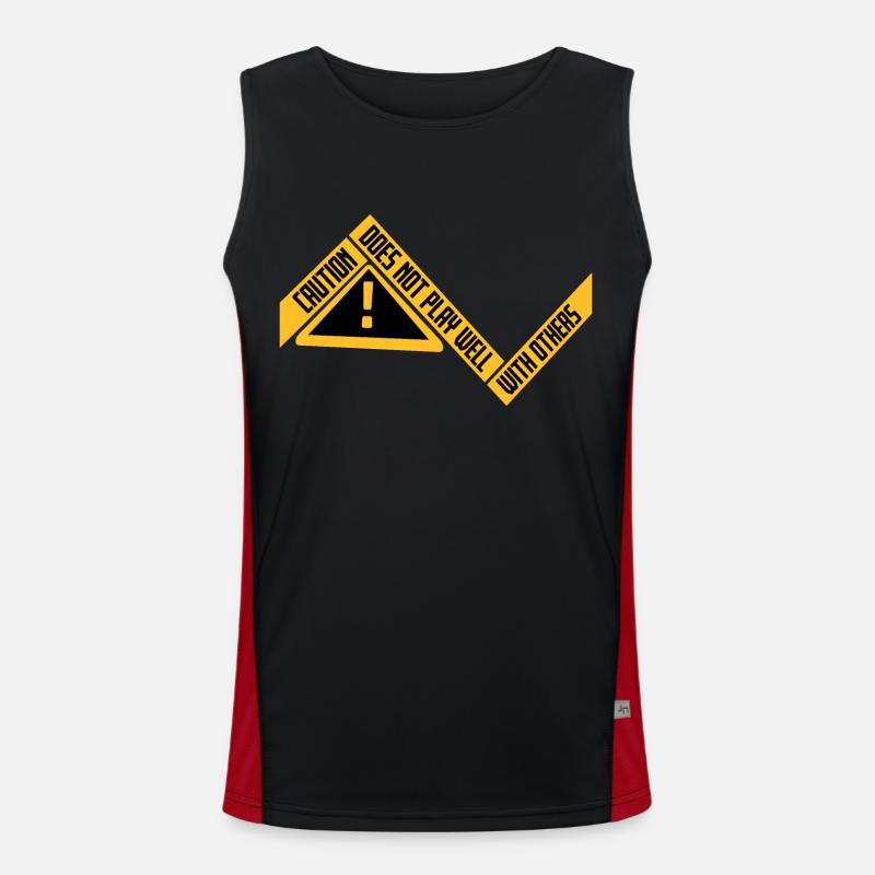 Caution Does Not Play Well With Others Warnung Funktionelles Kontrast-Tank Top für Männer 
