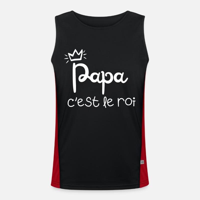 Daddy is the king - Men's Functional Contrast Tank Top  - black/red