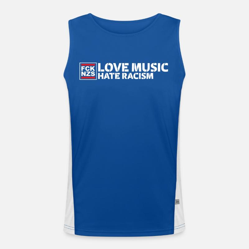 Love Music Hate Racism Funktionelles Kontrast-Tank Top für Männer 