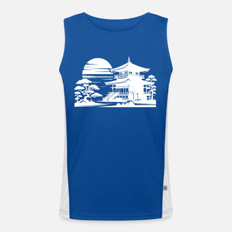 Sunset Temple Asian Landscape Men's Functional Contrast Tank Top 