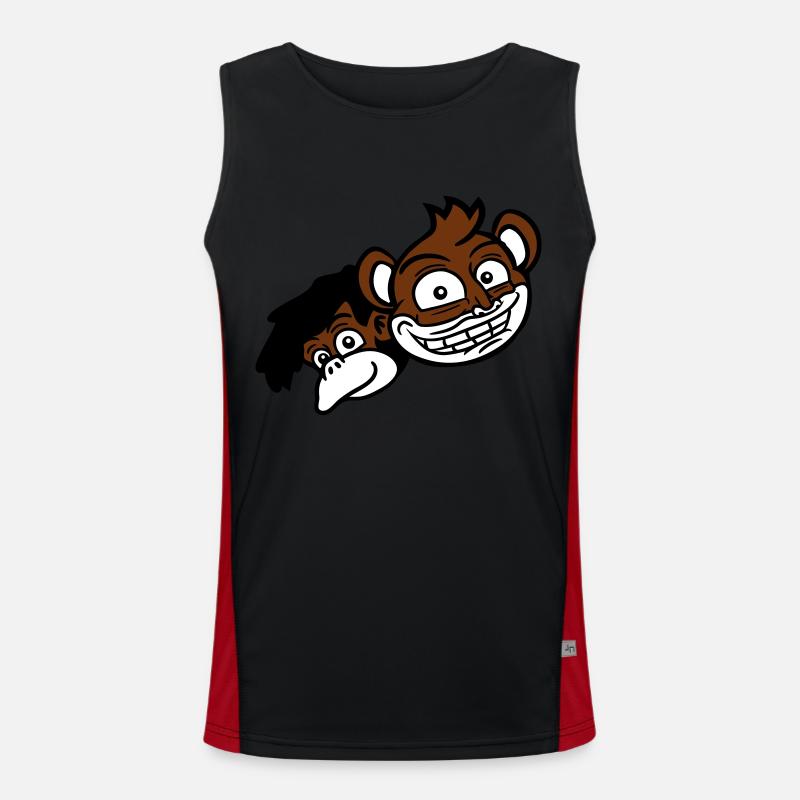 2 Funny Monkey Faces Two Friends Crew Team Débardeur respirant contrasté Homme 