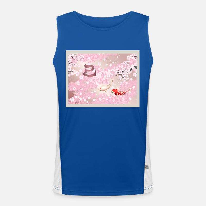 Chinese New Year 2025 Cherry Blossom Koi Fish Men's Functional Contrast Tank Top 