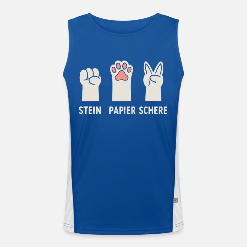 Stein Papier Schere Katzen Pfoten Funktionelles Kontrast-Tank Top für Männer 