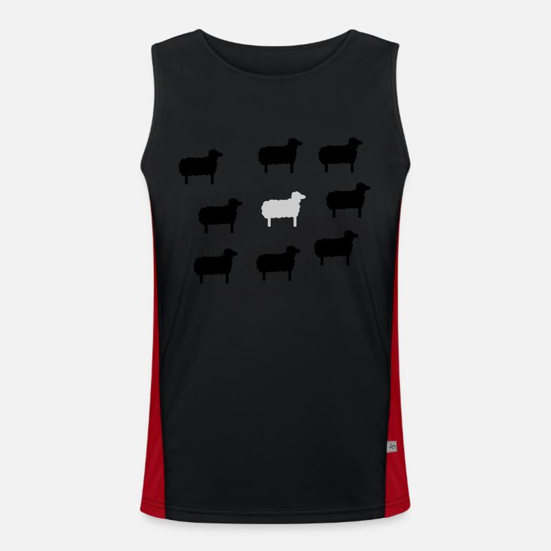 sheep, lamb, lambs, wool, black, goat, stupid - Men's Functional Contrast Tank Top - black/red