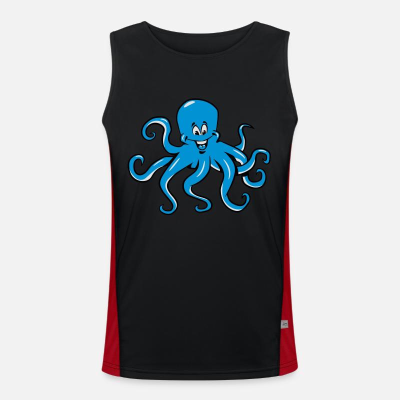 Squid oktopus funny comic - Men's Functional Contrast Tank Top  - black/red