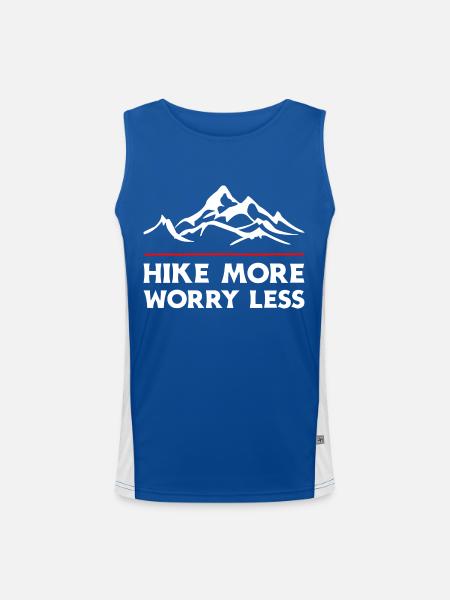 Hike More Worry Less. Wanderung Wandern Design - Funktionelles Kontrast-Tank Top für Männer  - Royal/Weiß - Vorne