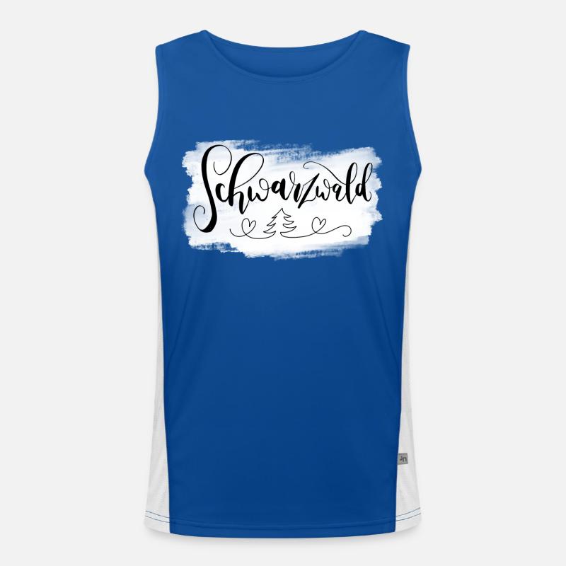 Schwarzwald mit Herzen und Tannenbaum Funktionelles Kontrast-Tank Top für Männer 