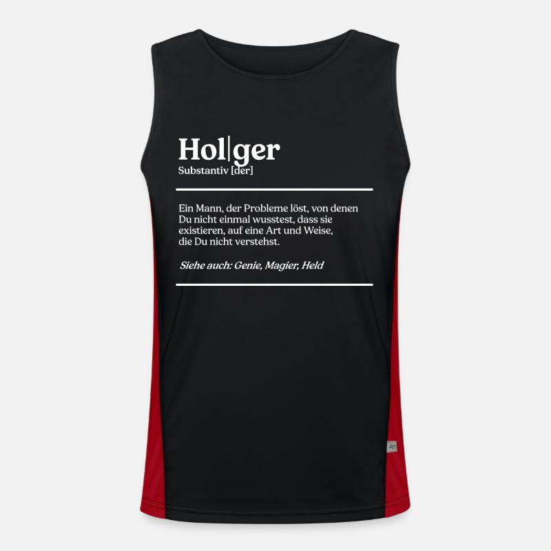 Holger Name Definition Design für stolze Holger Funktionelles Kontrast-Tank Top für Männer 