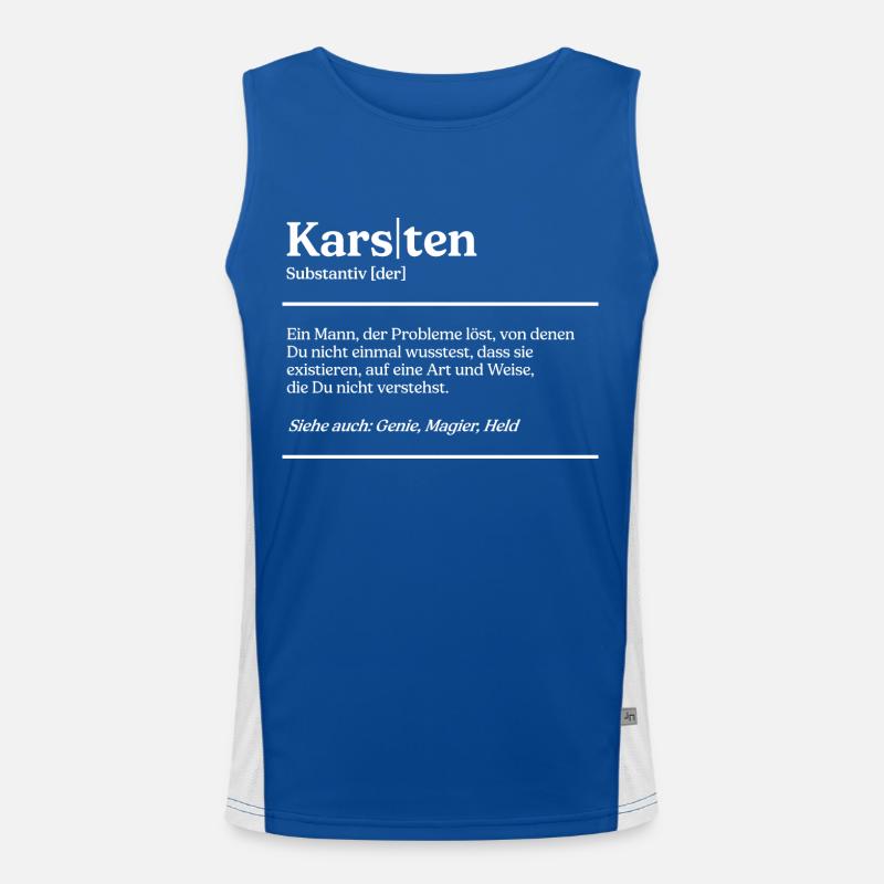Karsten Name Definition Design für stolze Karstens Funktionelles Kontrast-Tank Top für Männer 