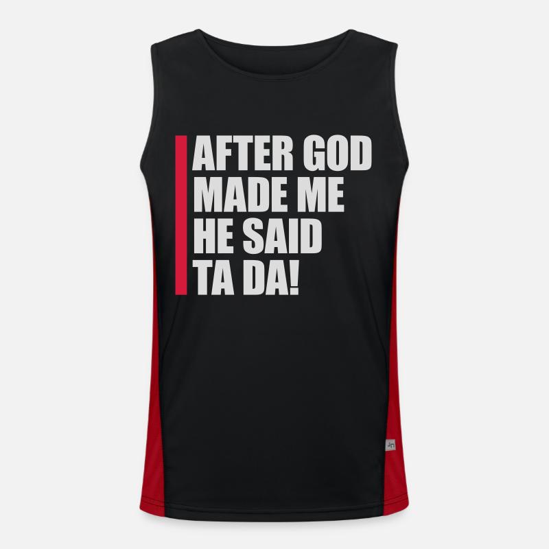 after god made me - Men's Functional Contrast Tank Top  - black/red