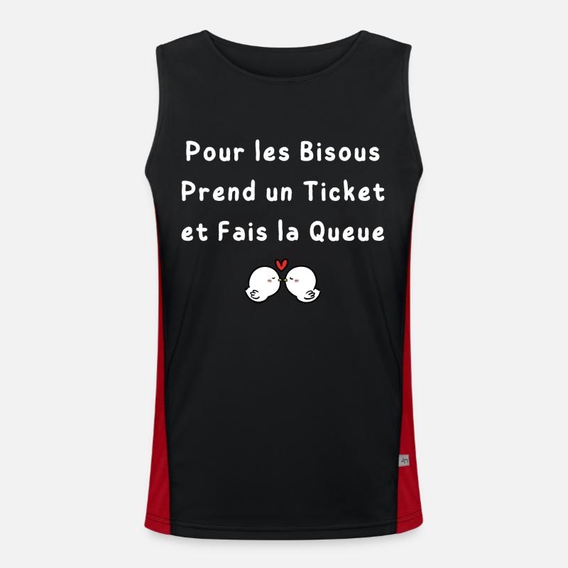 Pour les Bisous Prend un Ticket et Fais la Queue Débardeur respirant contrasté Homme 