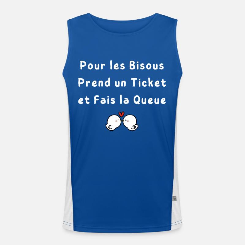 Pour les Bisous Prend un Ticket et Fais la Queue Débardeur respirant contrasté Homme 
