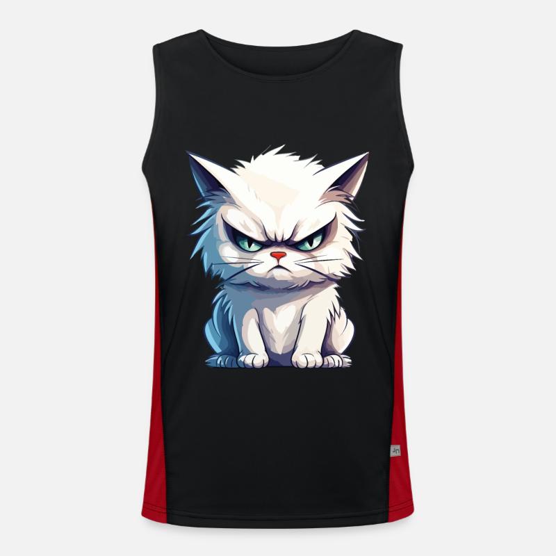 cat grumpy grumpy grumpy meow funny Men's Functional Contrast Tank Top 