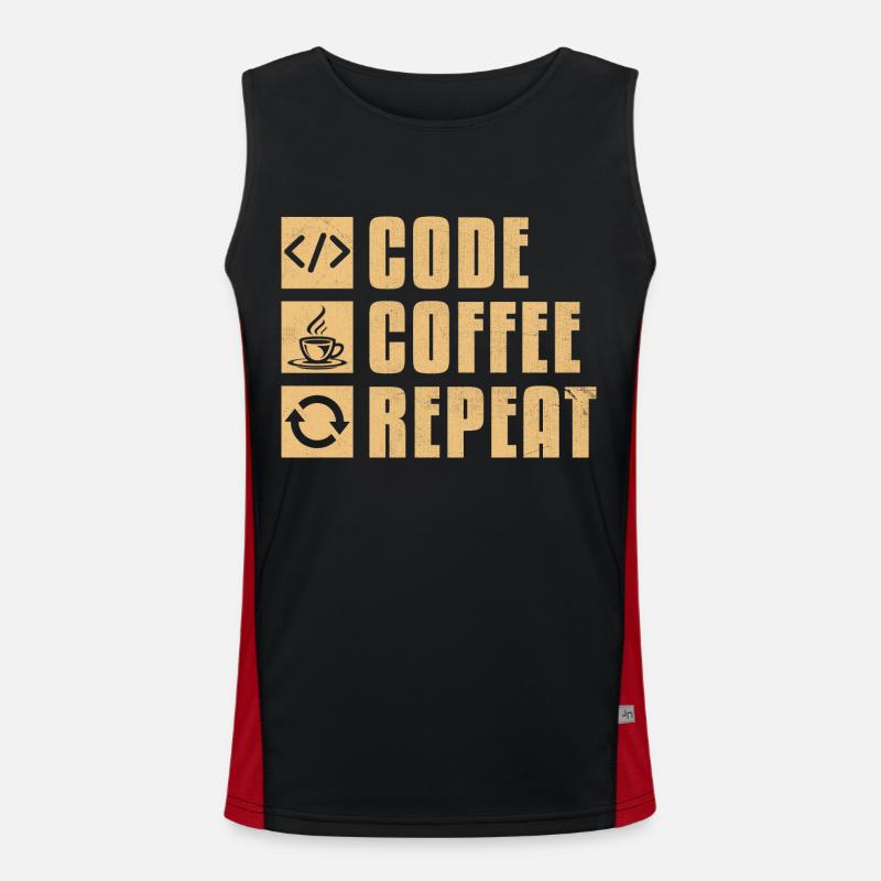 Café Codage Programmeur Codeur Développeur Nerd Coff Débardeur respirant contrasté Homme 