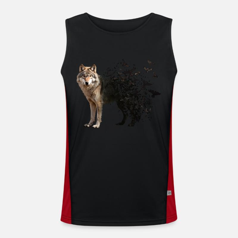 Wolf Funktionelles Kontrast-Tank Top für Männer 
