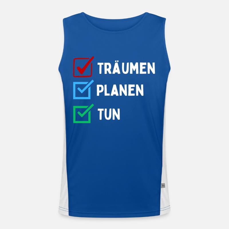 Dreaming Plan Do Checklist Design Colorful Red Blue Men's Functional Contrast Tank Top 