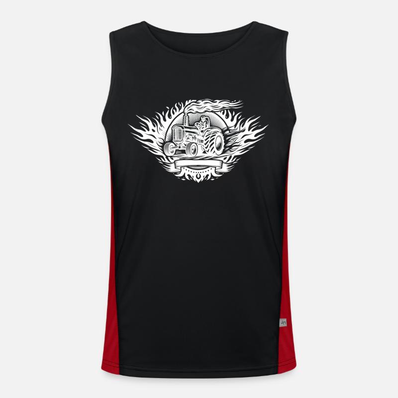 Tractor Pulling Logo - Men's Functional Contrast Tank Top  - black/red