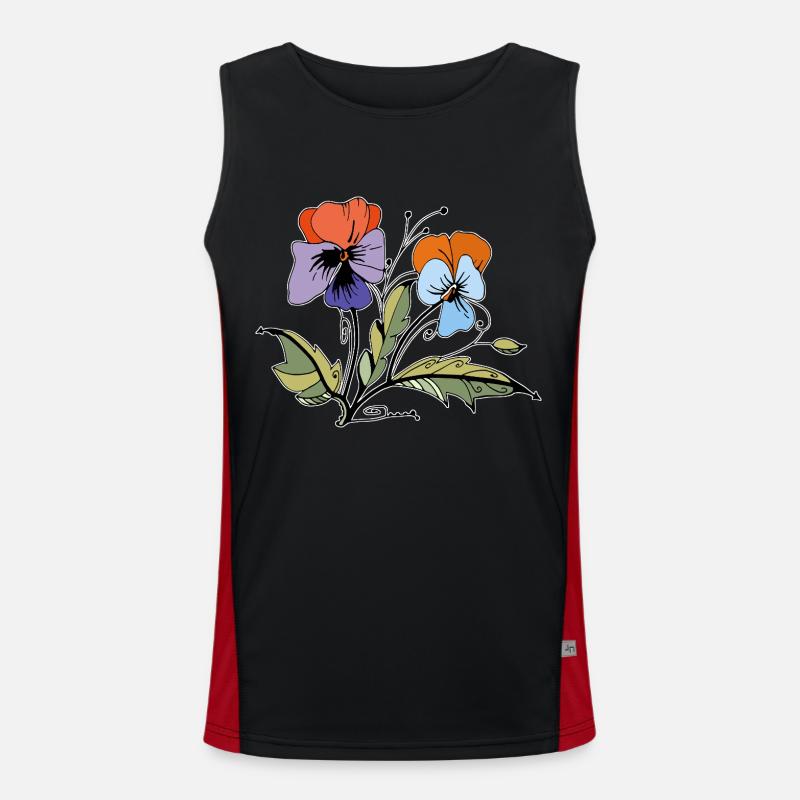 Fleur - Débardeur respirant contrasté Homme - noir/rouge