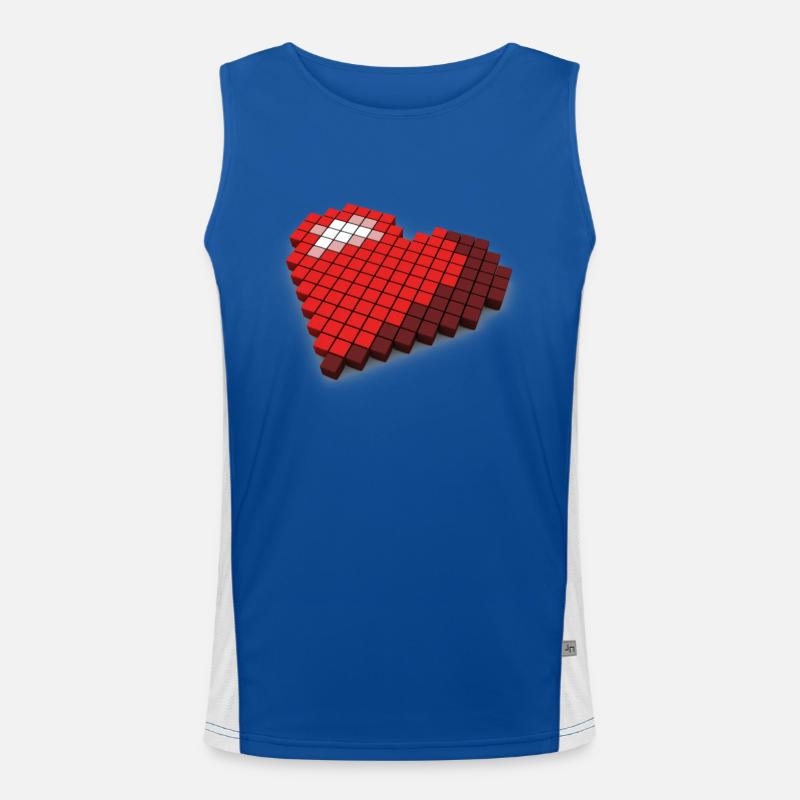 8 Bit Pixel Heart Men's Functional Contrast Tank Top 